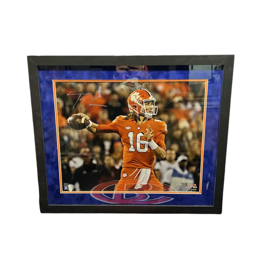 Trevor Lawrence Autographed Clemson Tigers Orange Jersey 16x20 Fanatics - Framed
