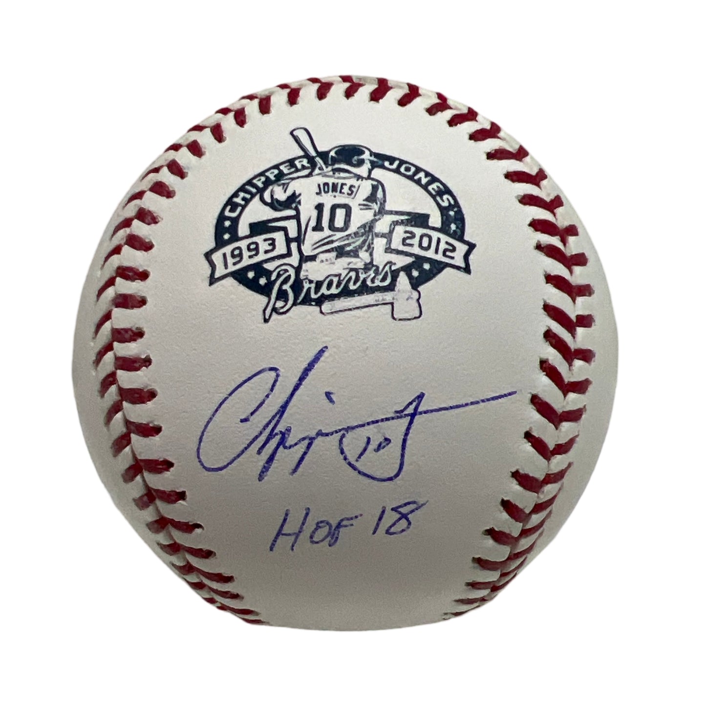 Chipper Jones Autographed Atlanta Braves Commemorative Logo Ball "HOF 18" Inscription JSA