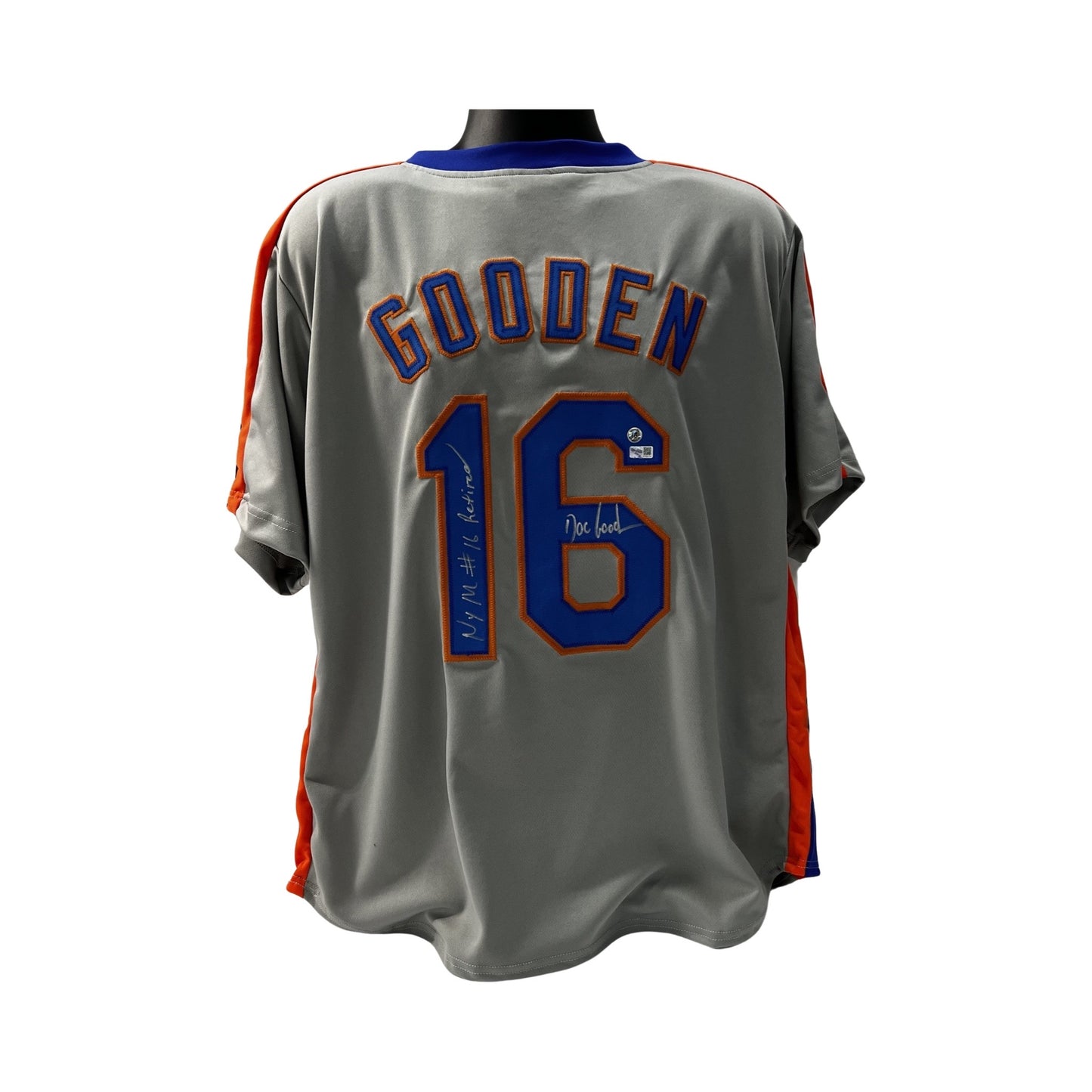 Doc Gooden Autographed New York Mets Grey Jersey "NYM #16 Retired" Inscription Steiner CX / Doctor K Authenticated