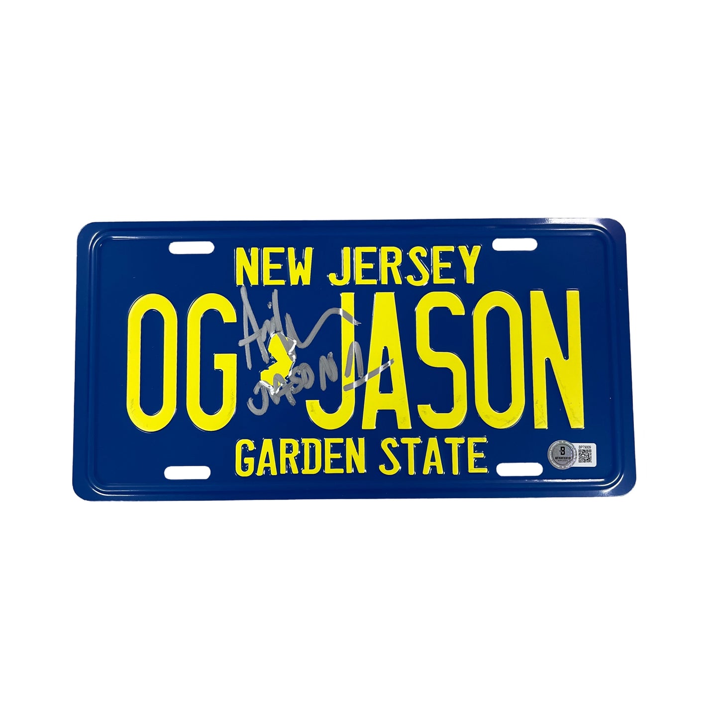 Ari Lehman Autographed Friday The 13th Navy Blue License Plate Jason 1 Inscriptions Silver Ink Beckett