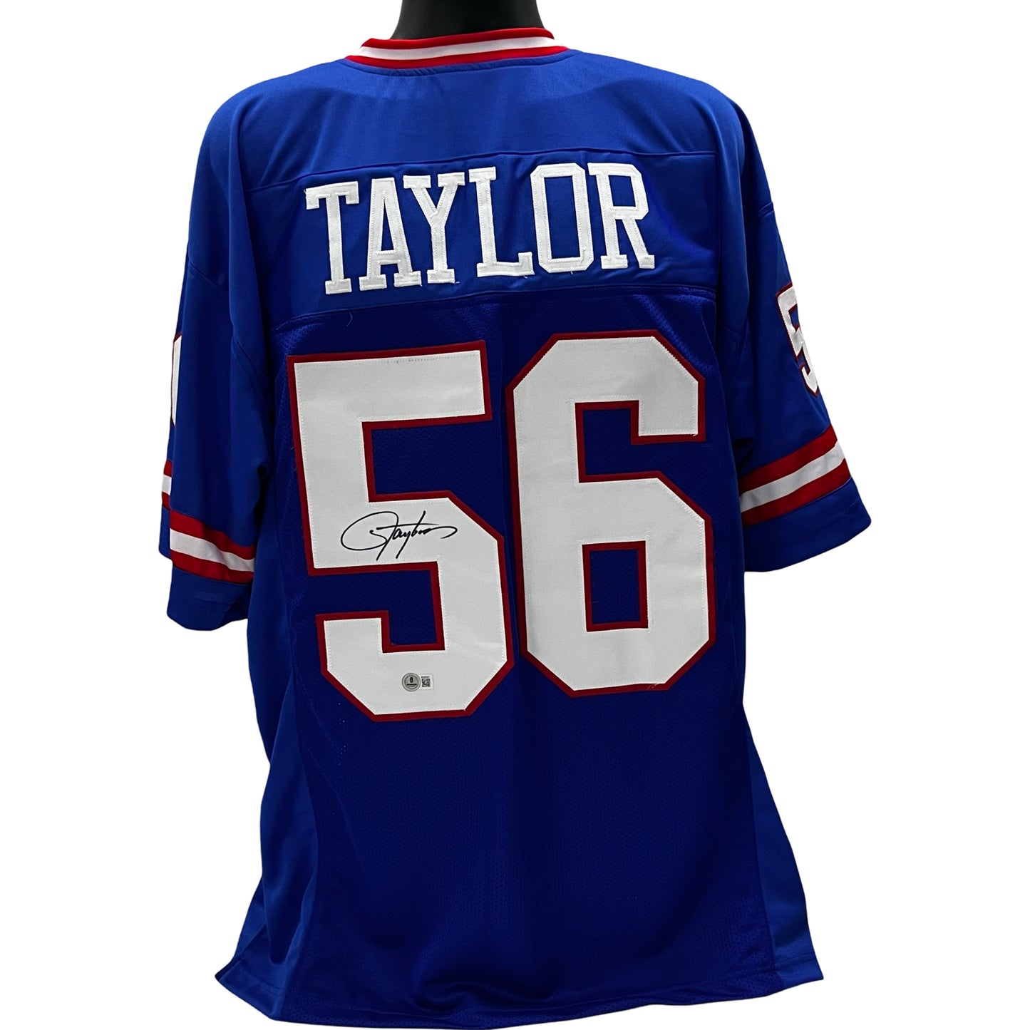 Lawrence Taylor Autographed New York Giants Blue Jersey Beckett