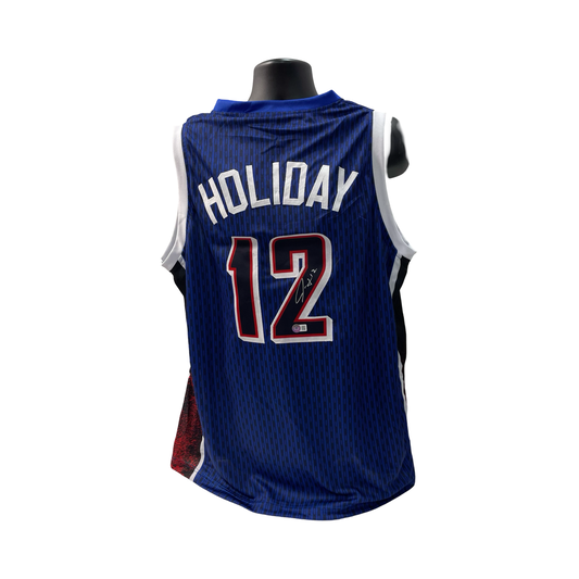 Jrue Holiday Autographed Team USA Blue Jersey Beckett