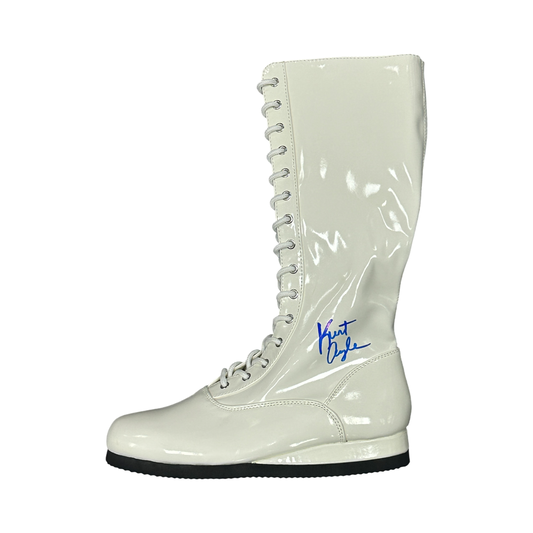 Kurt Angle Autographed WWE White Left Foot Mini Boot Beckett