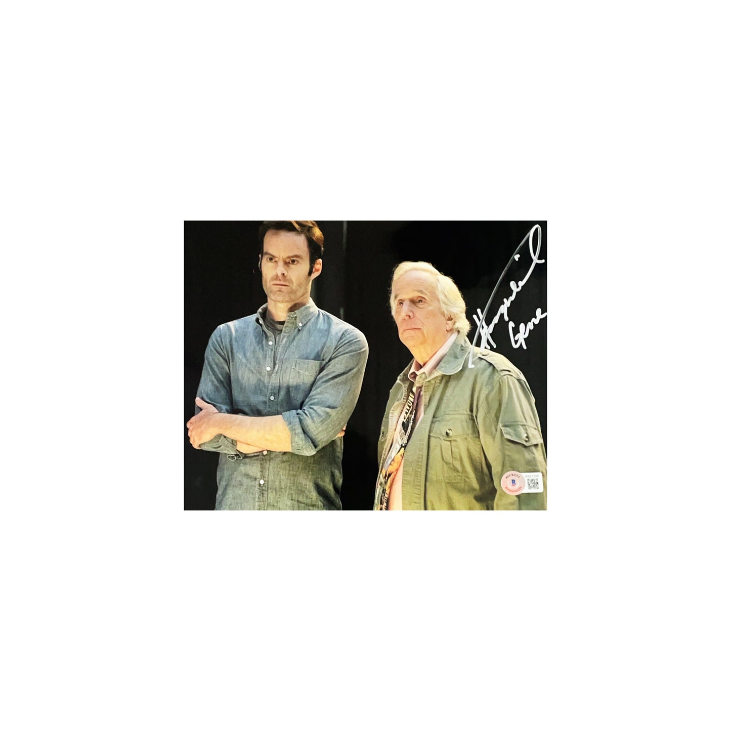 Henry Winkler Autographed Barry With Bill Hader Silver Ink 8x10 "Gene" Inscription Beckett