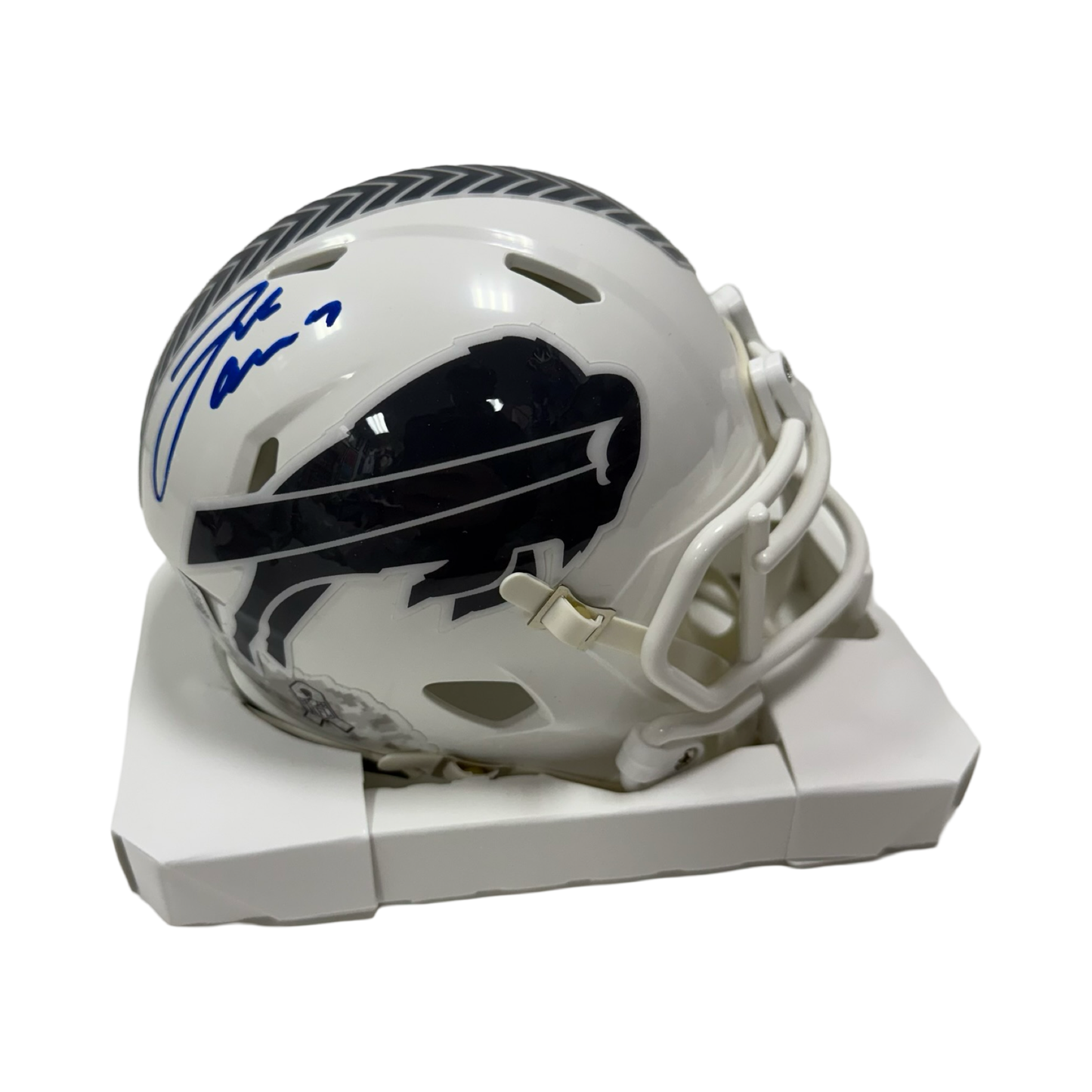 Josh Allen Autographed Buffalo Bills White Salute To Service Mini Helmet Beckett