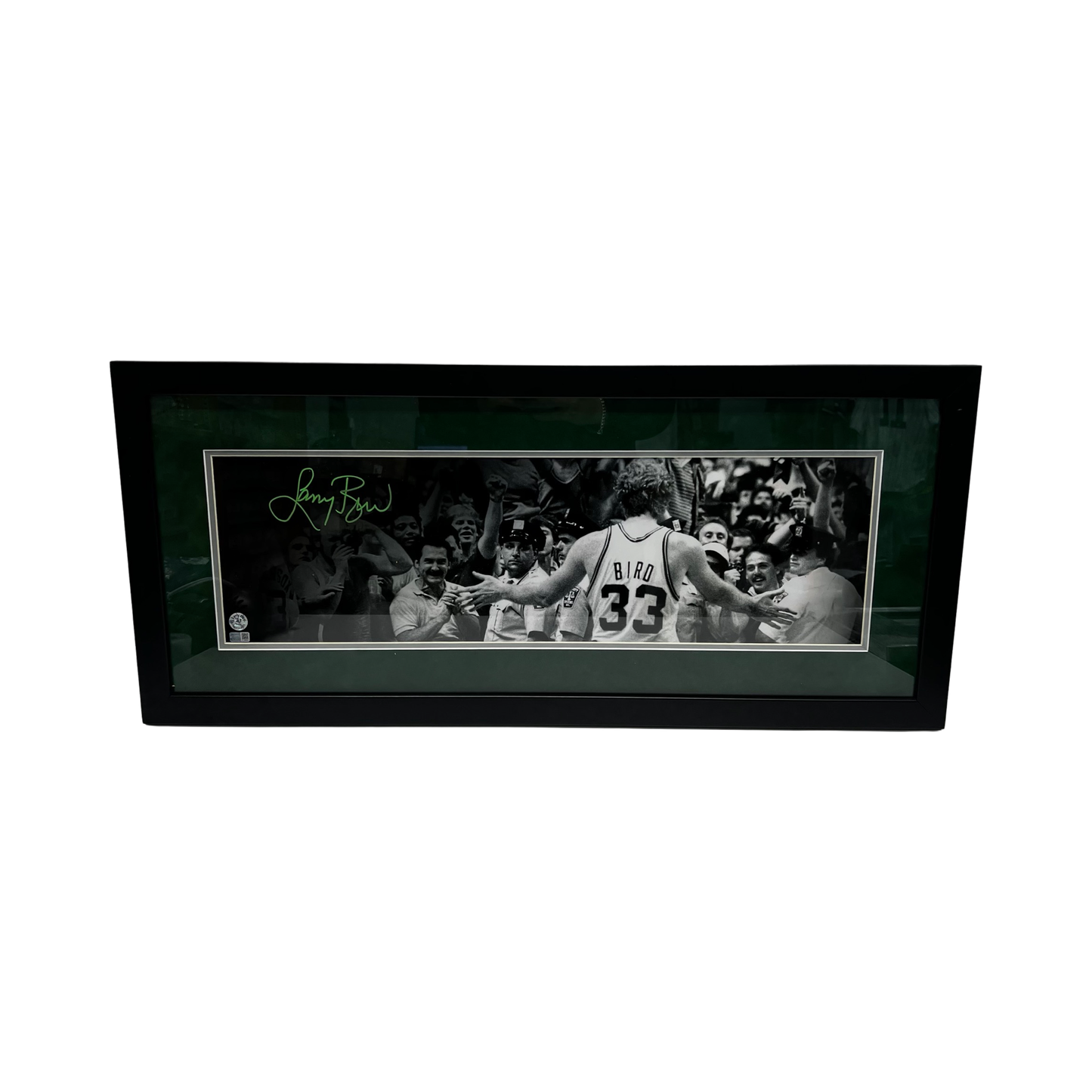 Larry Bird Autographed Boston Celtics In Front Of Crowd Framed 8x26 Steiner CX