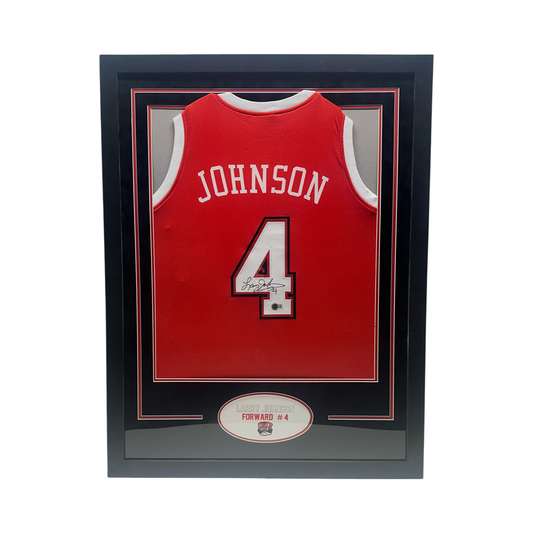 Larry Johnson Autographed UNLV Red Jersey Beckett - Framed