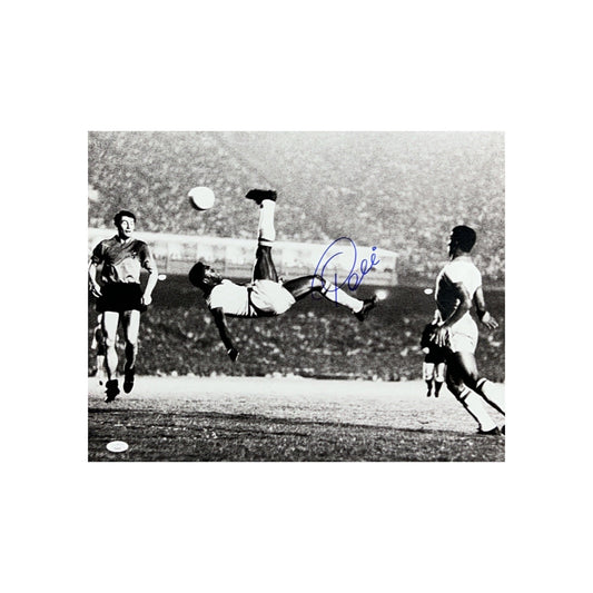 Pele Autographed Bicycle Kick 16x20 JSA