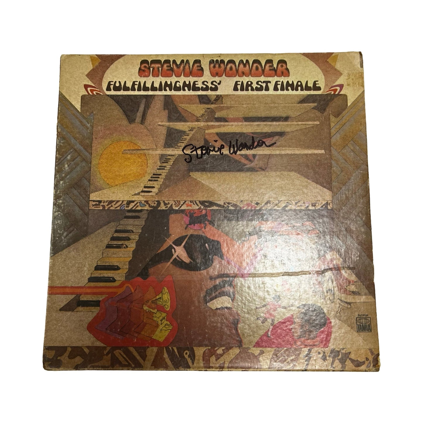 Stevie Wonder Autographed Fulfillingness' First Finale Vinyl Cover JSA