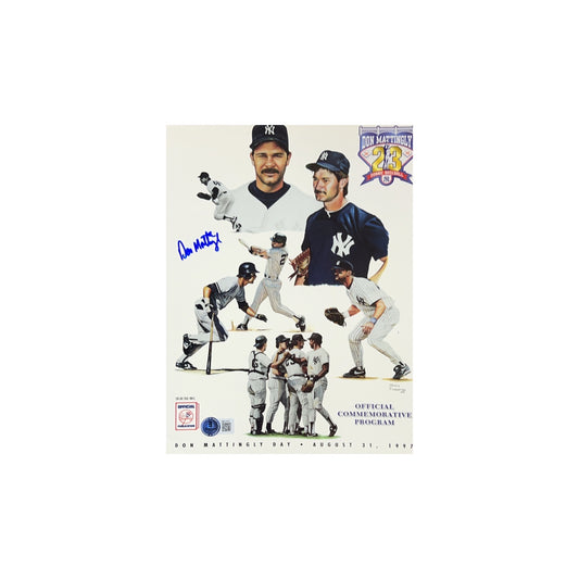 Don Mattingly Autographed New York Yankees Commemorative Program Beckett