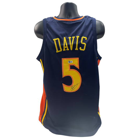 Baron Davis Autographed Golden State Warriors Dark Blue Jersey Beckett BAS