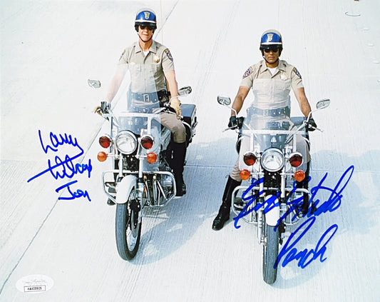 Erik Estrada & Larry Wilcox Autographed CHIPS White 8x10 JSA
