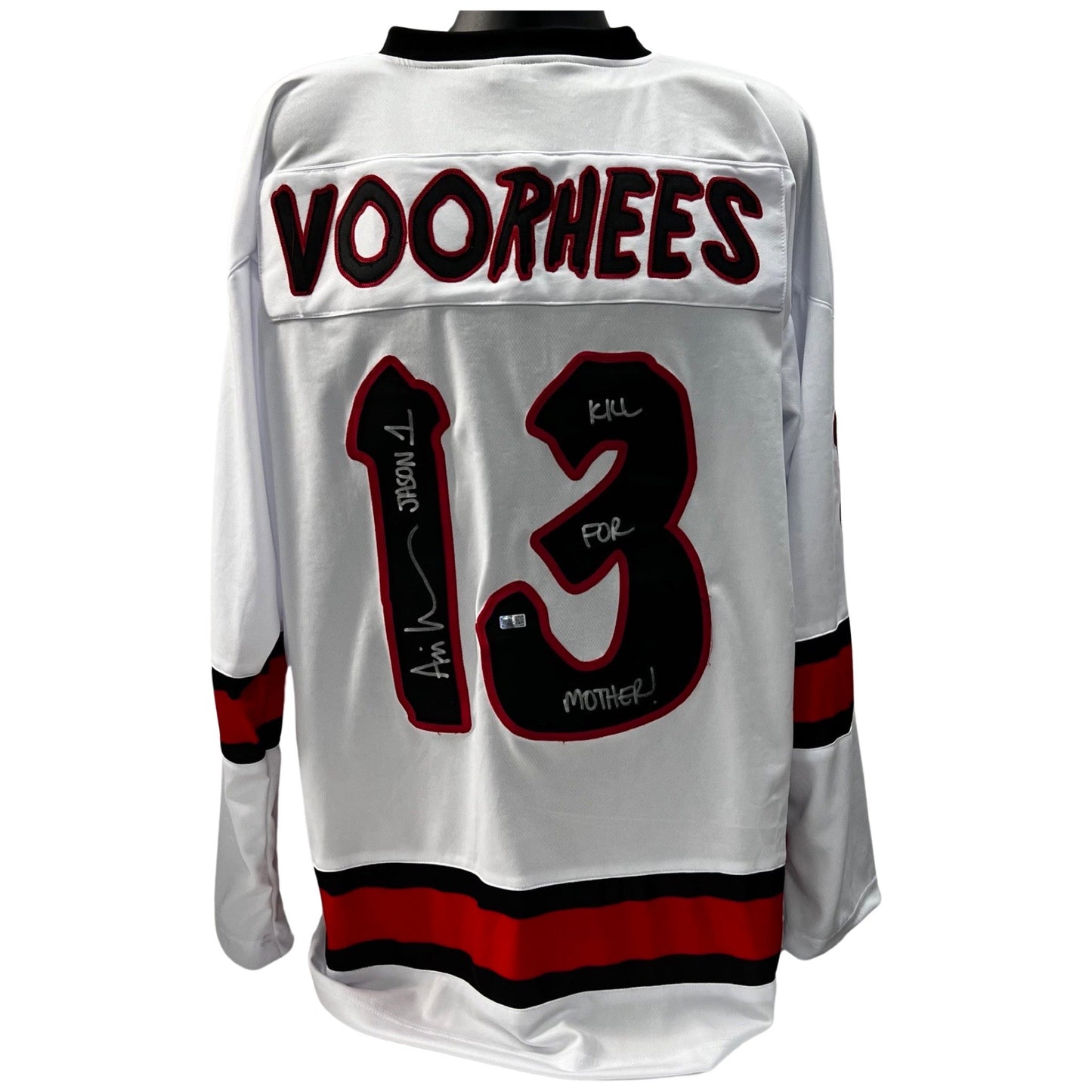 Ari Lehman Autographed Jason Voorhees Friday the 13th White Jersey Kill For Mother! Jason 1 Inscriptions Steiner CX