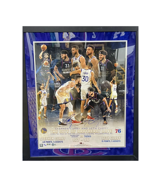 Steph & Seth Curry Autographed Limited /30 20x24 Photo Beckett BAS - Framed