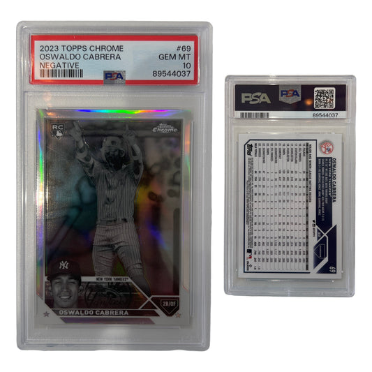 2023 Oswaldo Cabrera Topps Chrome Negative Refractor #69 PSA GEM MT 10