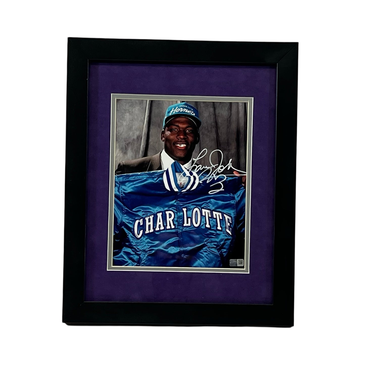 Larry Johnson Autographed Charlotte Hornets Draft Day Framed 8X10 Steiner CX