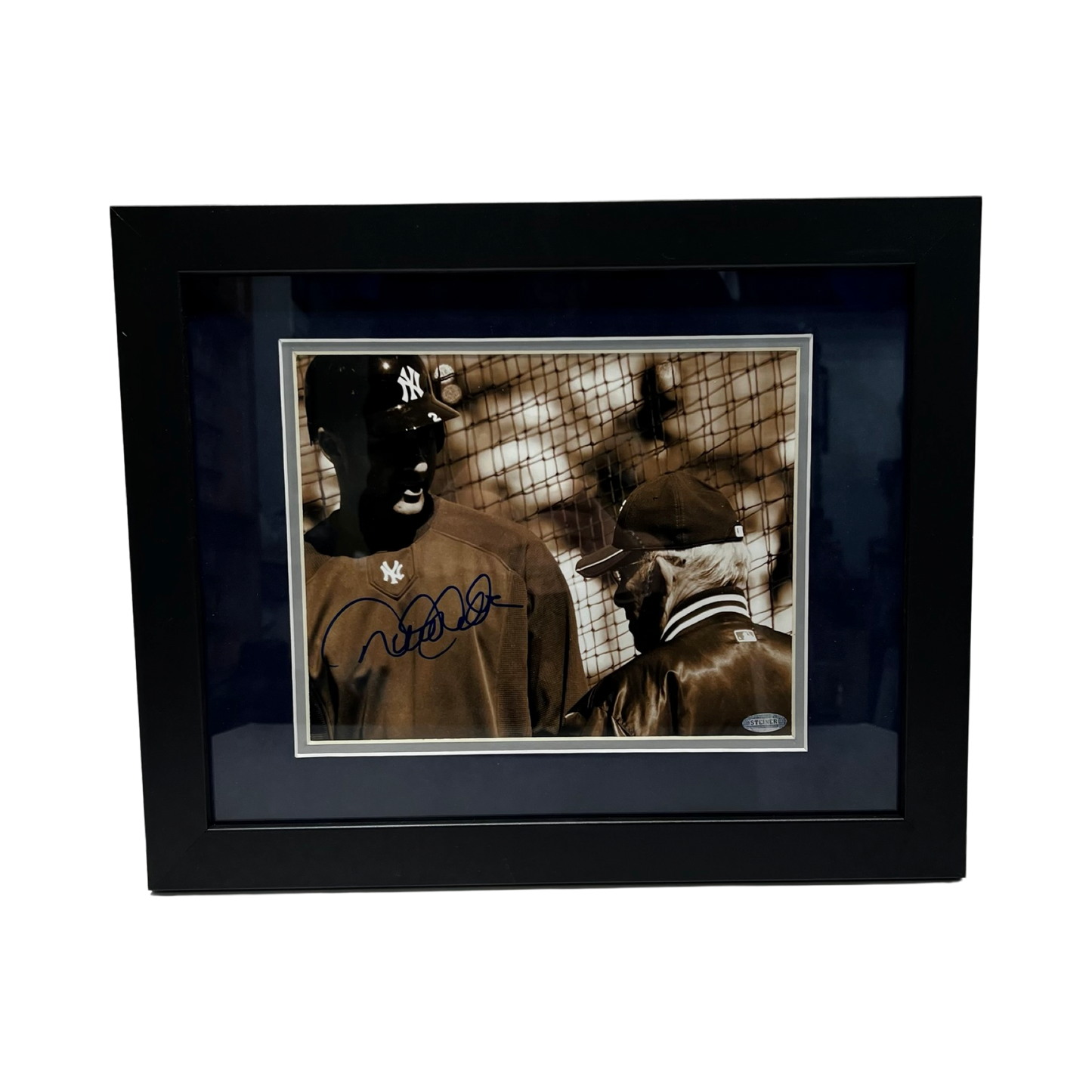 Derek Jeter Autographed New York Yankees With Yogi Berra 8x10 Steiner - Framed