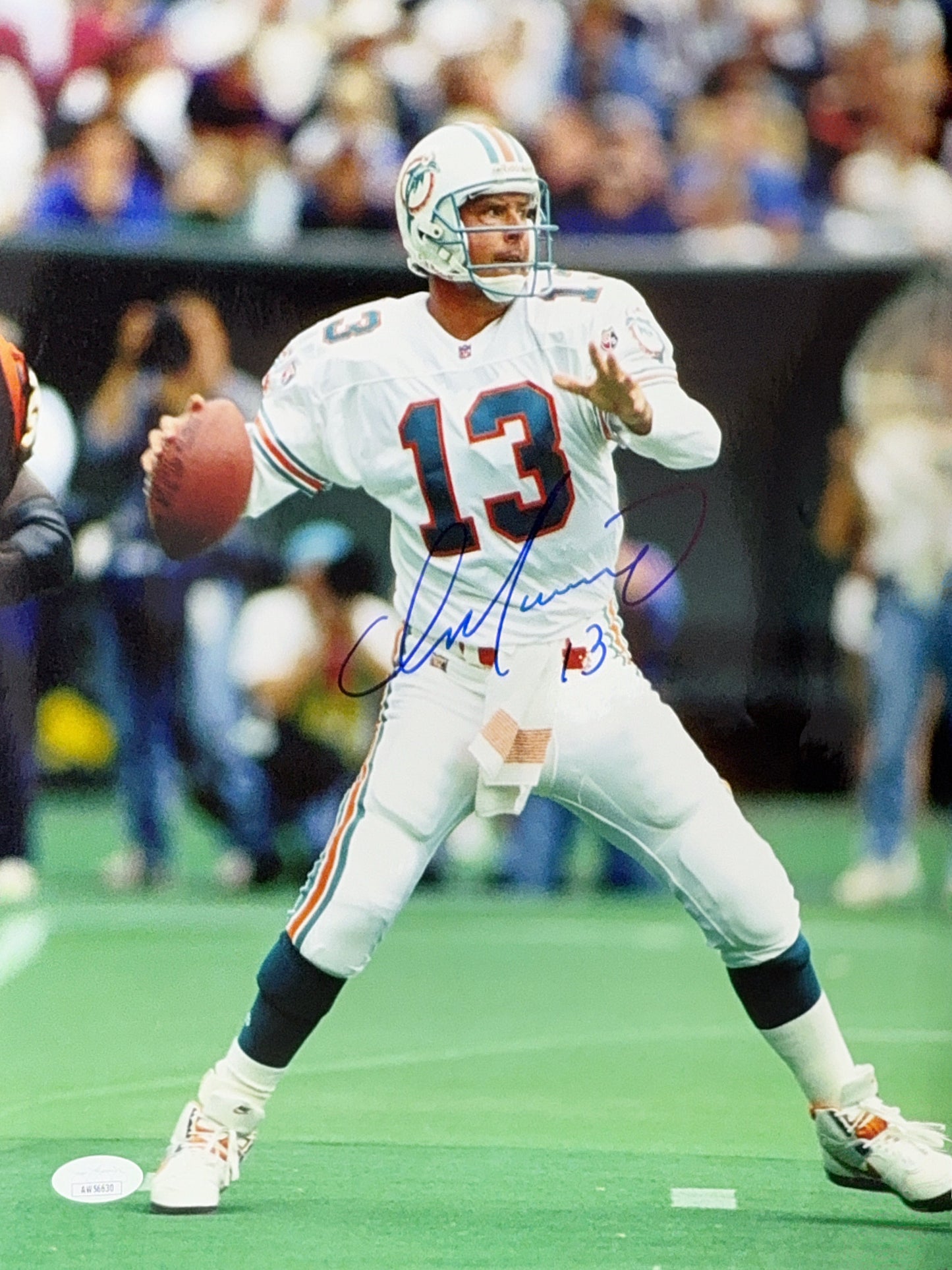 Dan Marino Autographed Miami Dolphins White Jersey 11x14 JSA