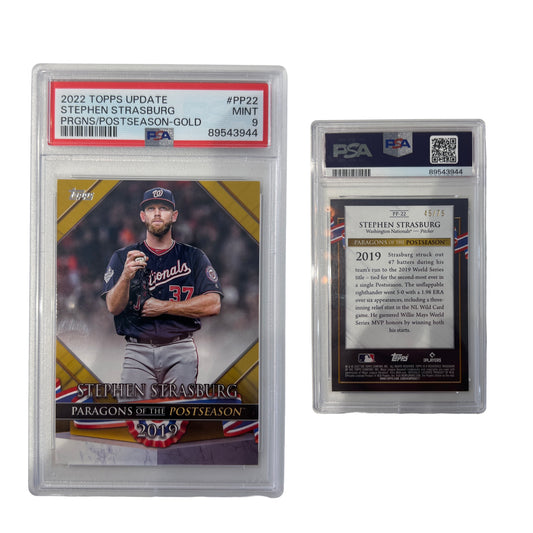 2022 Topps Update Stephen Strasburg Paragons Of The Postseason Gold /75 #PP22 PSA MINT 9