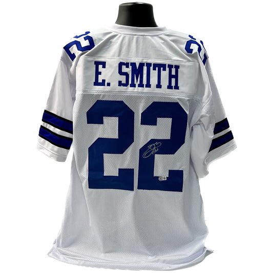 Emmitt Smith Autographed Dallas Cowboys White Jersey Beckett
