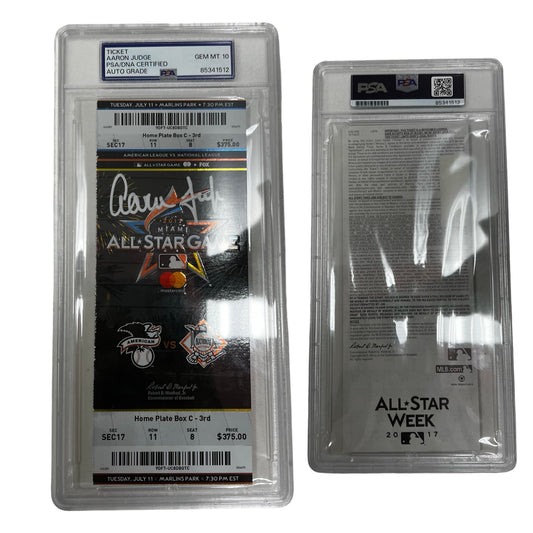 Aaron Judge Autographed New York Yankees 2017 All-Star Game Ticket PSA GEM MT 10