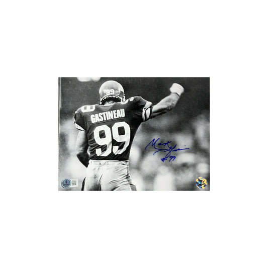 Mark Gastineau Autographed New York Jets Black & White Fist 8x10 Beckett