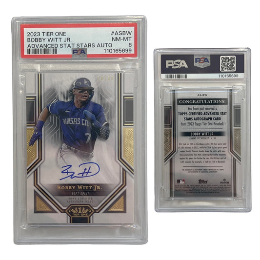 2023 Bobby Witt Jr. Tier One Advanced Stat Stars Auto #ASBW PSA NM-MT 8