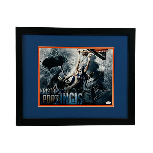 Kristaps Porzingis Autographed New York Knicks Framed Edit 11x14 JSA
