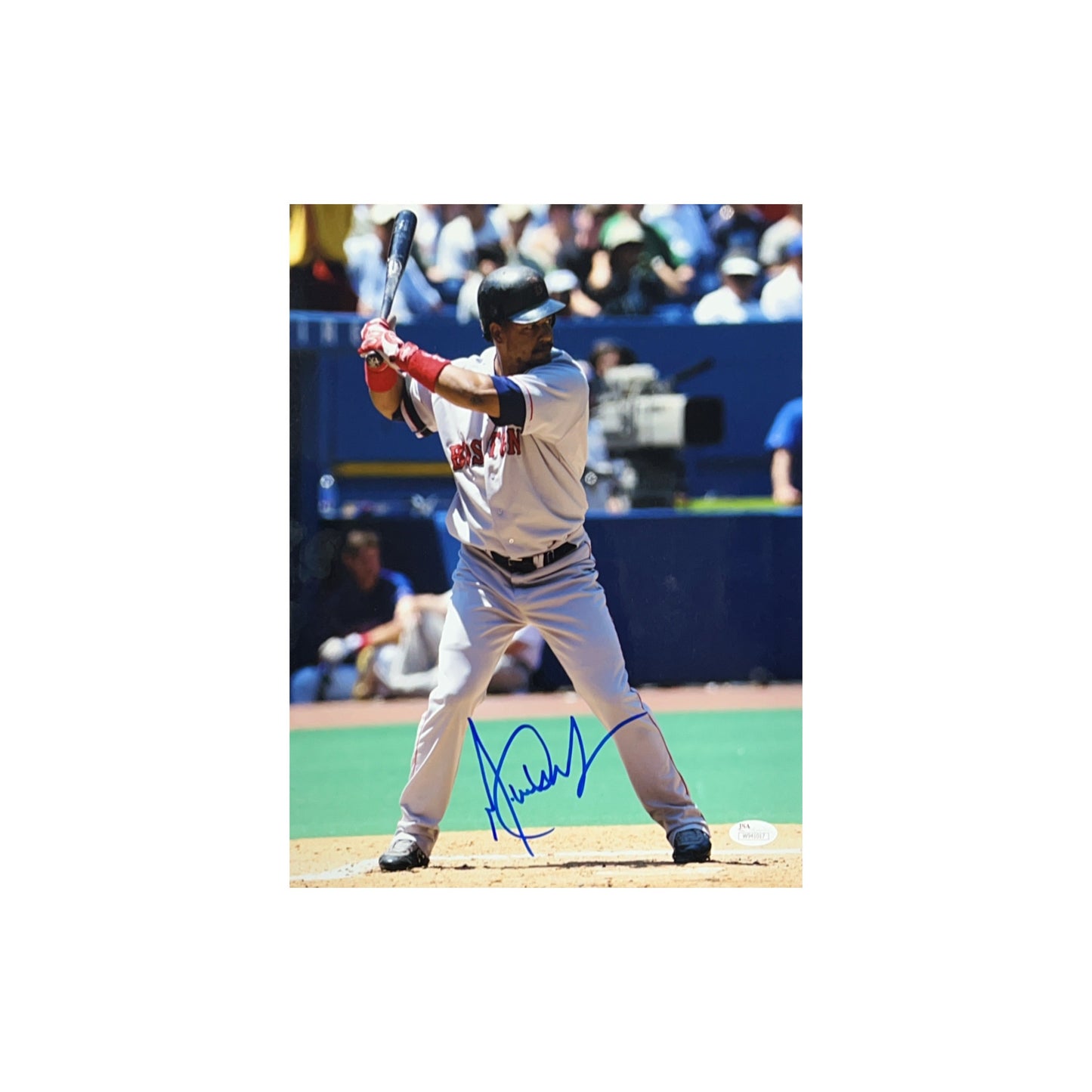 Manny Ramirez Autographed Boston Red Sox Vertical At-Bat 11x14 JSA