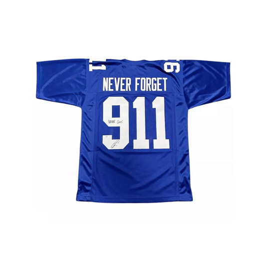 Robert O’Neill Autographed New York Giants Never Forget 9/11 Pinstripe Jersey NEVER Quit Inscription PSA
