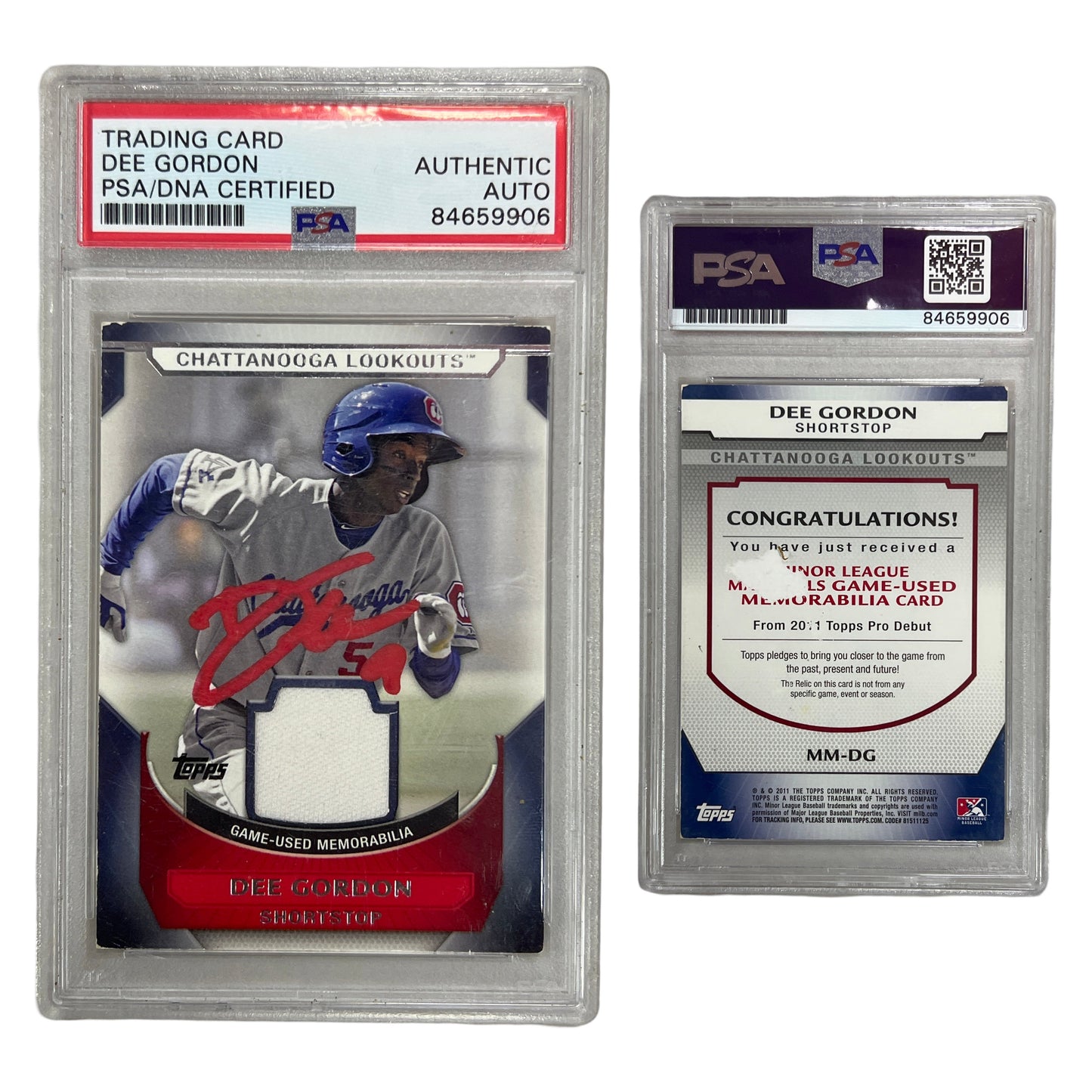2011 Dee Gordon Topps Pro Debut Materials #MM-DG PSA AUTO Authentic