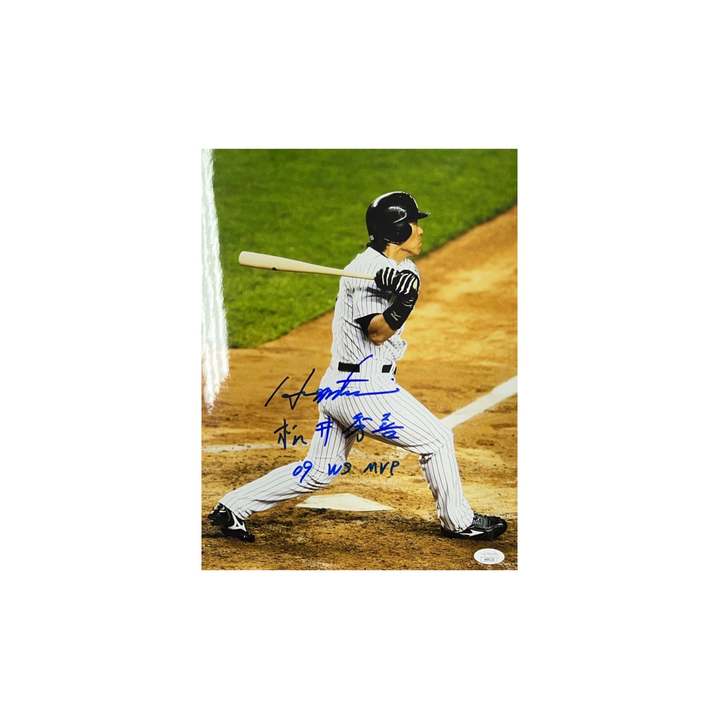 Hideki Matsui Autographed New York Yankees World Series Swing 11x14 "09 WS MVP & Japanese Name" Inscription JSA