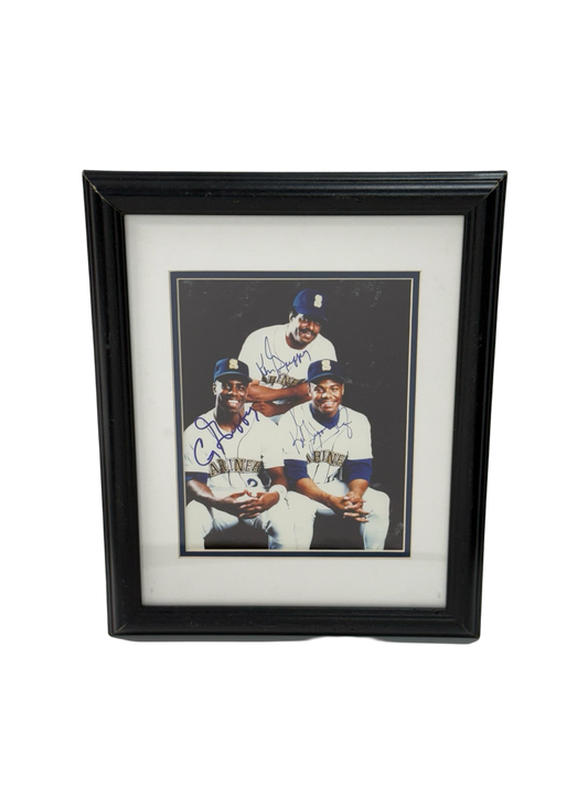 Ken Griffey Jr, Ken Griffey Sr & Craig Griffey Autographed Seattle Mariners Framed 8x10 JSA