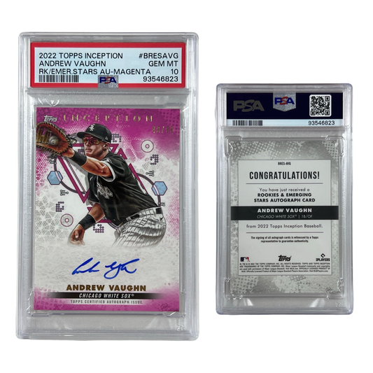 2022 Andrew Vaughn Topps Inception Rookie Emeging Stars Autographed Magenta /99 #BRESAVG PSA GEM MT 10