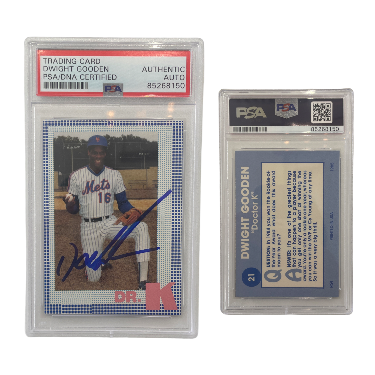 1985 Dwight Doc Gooden Renata Galasso Dwight Gooden Dr.K #21 PSA Auto Authentic