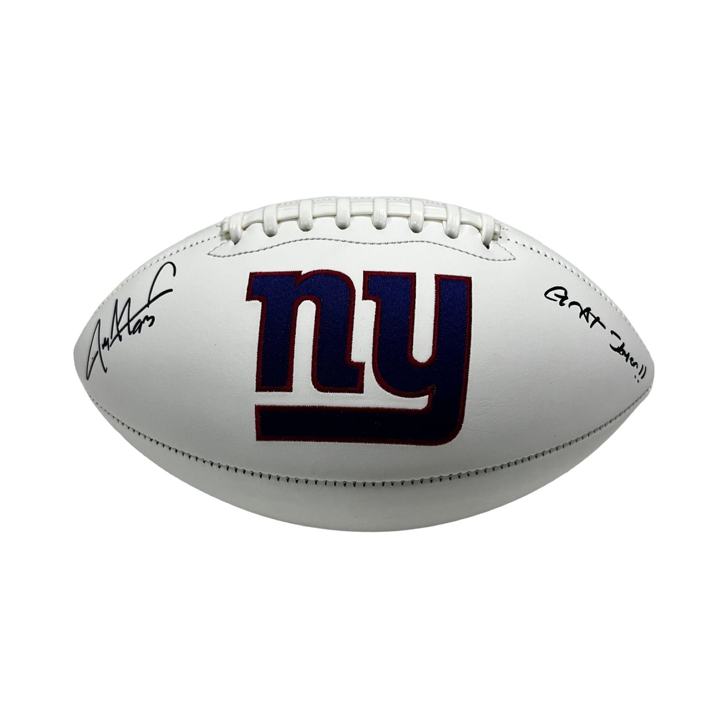 Jay Alford Autographed New York Giants White Panel Football "Goat Slayer" Inscription Steiner CX
