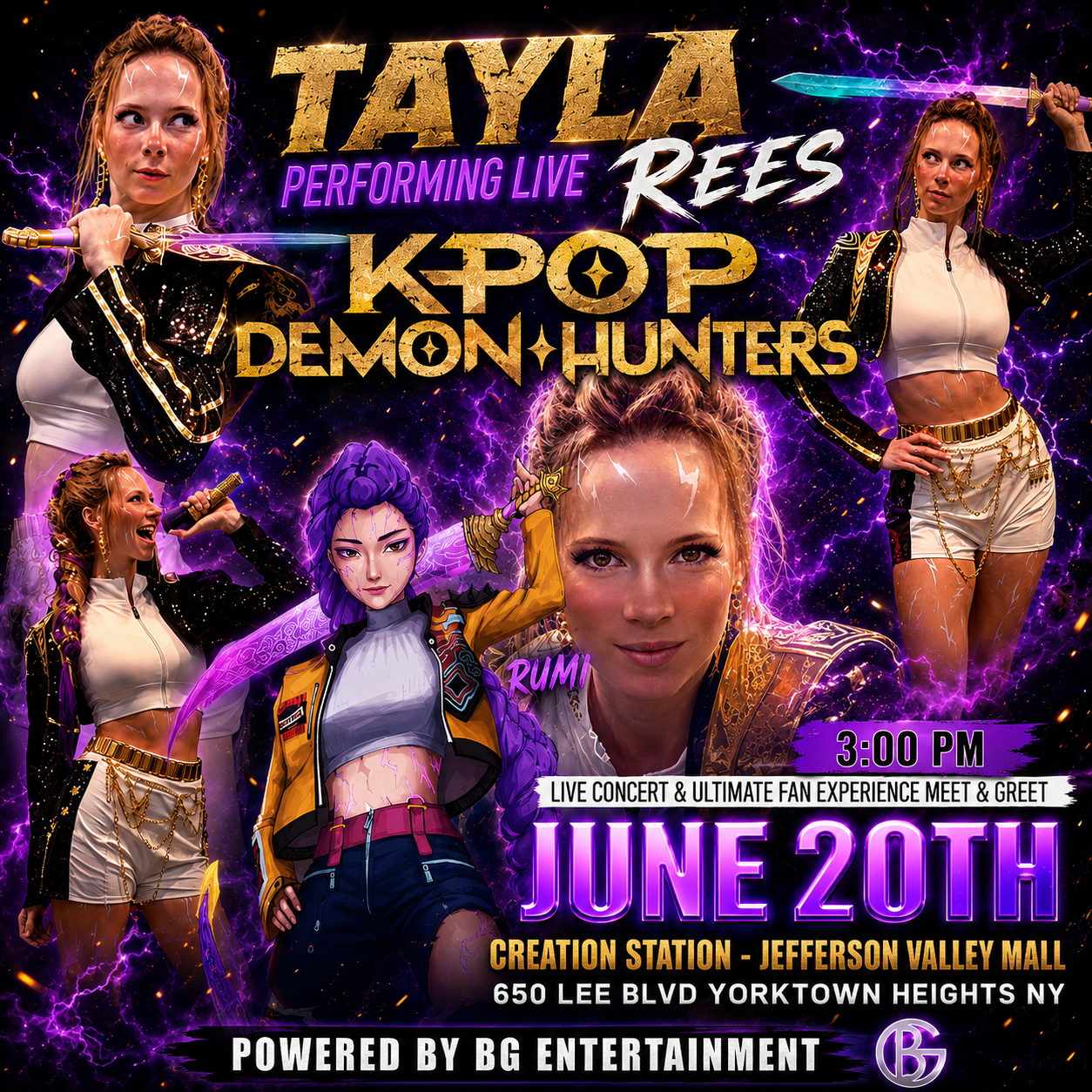 K-Pop Demon Hunters Live Concert with Tayla Rees as Rumi of Huntrix - Meet & Greet Autograph Signing June 20