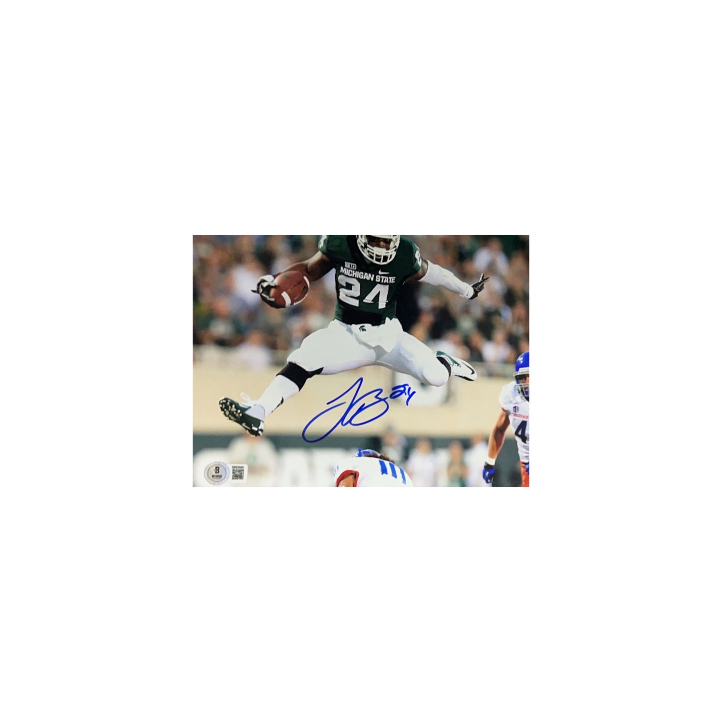 Le'Veon Bell Autographed Michigan State Spartans Leap Horizontal 8x10 Beckett