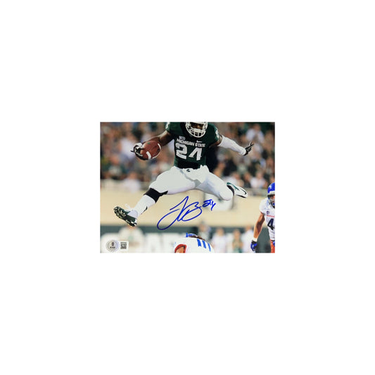 Le'Veon Bell Autographed Michigan State Spartans Leap Horizontal 8x10 Beckett