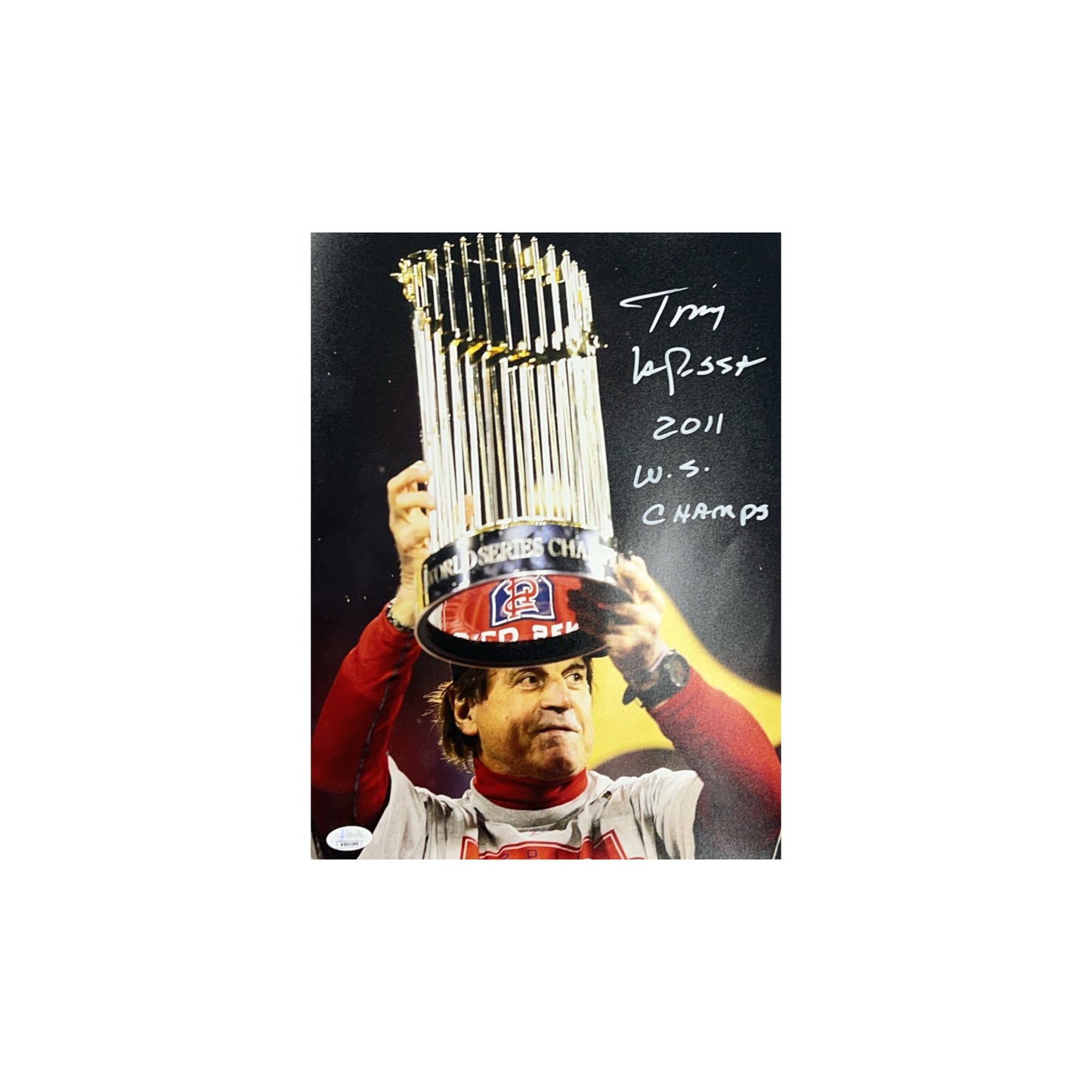 Tony La Russa Autographed St. Louis Cardinals Trophy 11x14 "2011 WS Champs" Inscription JSA