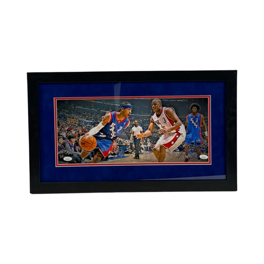 Allen Iverson & Steve Francis Autographed Color Framed 8x18 JSA