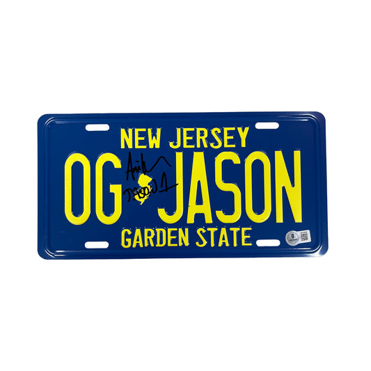 Ari Lehman Autographed Friday The 13th Navy Blue License Plate “Jason 1” Inscriptions Black Ink Beckett