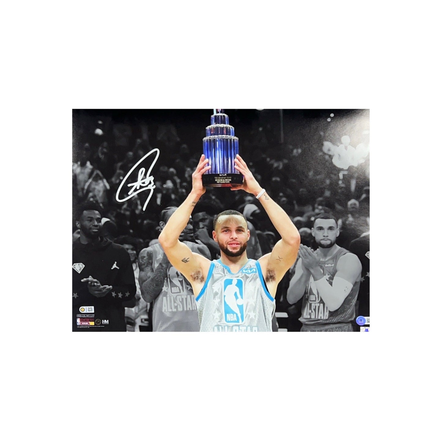 Steph Curry Autographed Golden State Warriors All Star MVP 16x20 Beckett - Unframed
