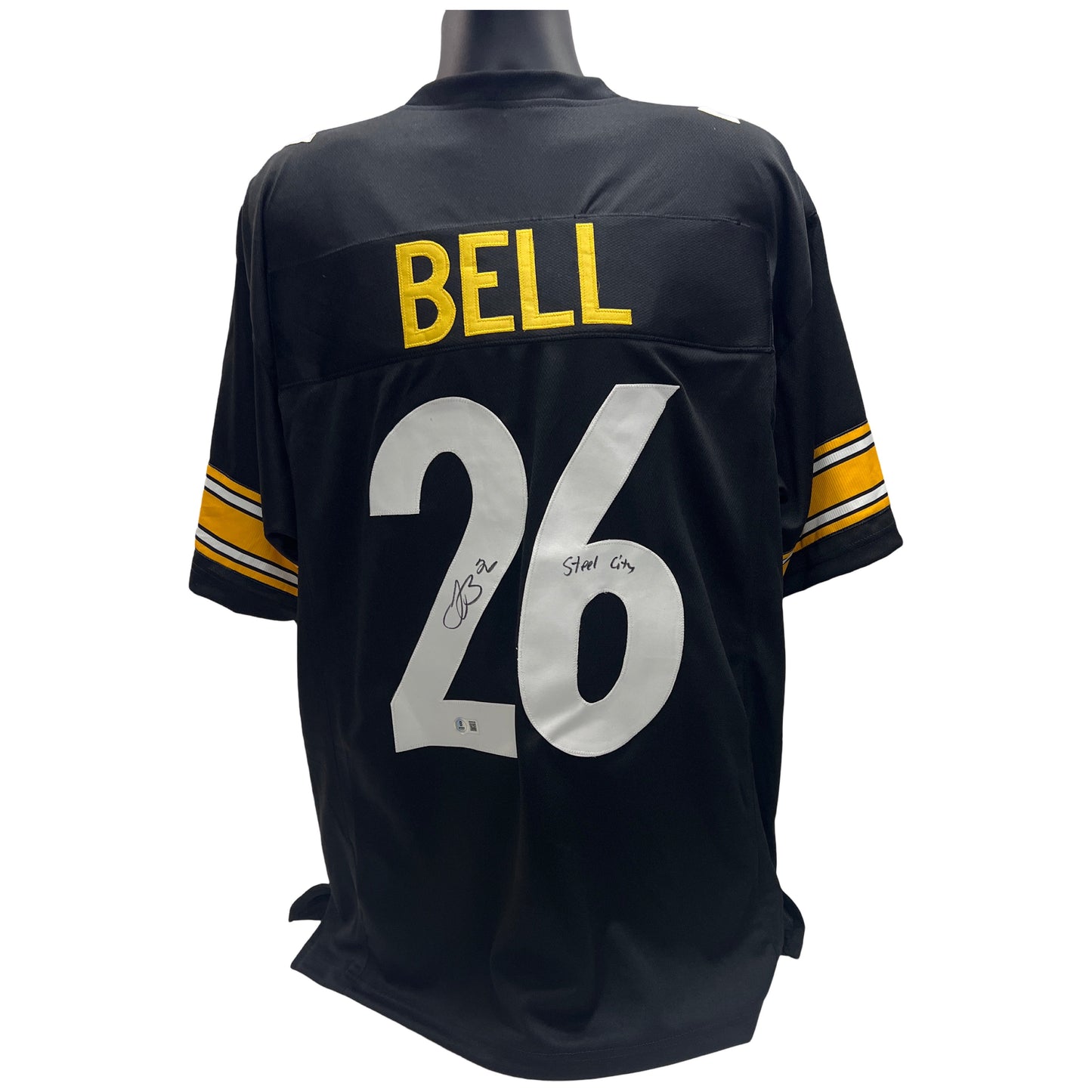 Le'Veon Bell Autographed Pittsburgh Steelers Black Jersey "Steel City" Inscription Beckett