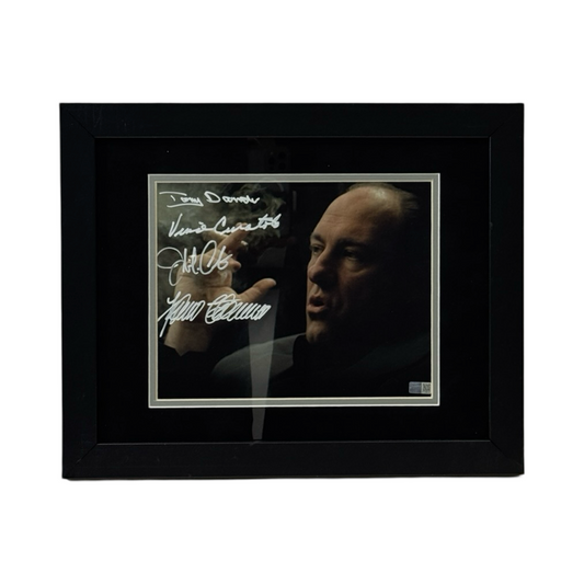 The Sopranos Cast Autographed Tony Cigar Framed 8X10 Signed by: Tony Darrow, Federico Castelluccio, Vincent Curatola, John Bianco, Jason Cerbone Steiner CX