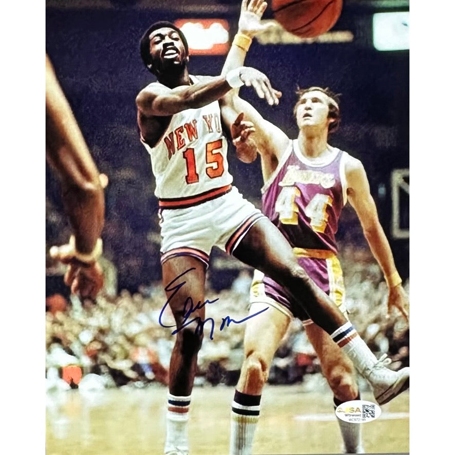 Earl Monroe New York Knicks Pass Autographed 8x10 JSA