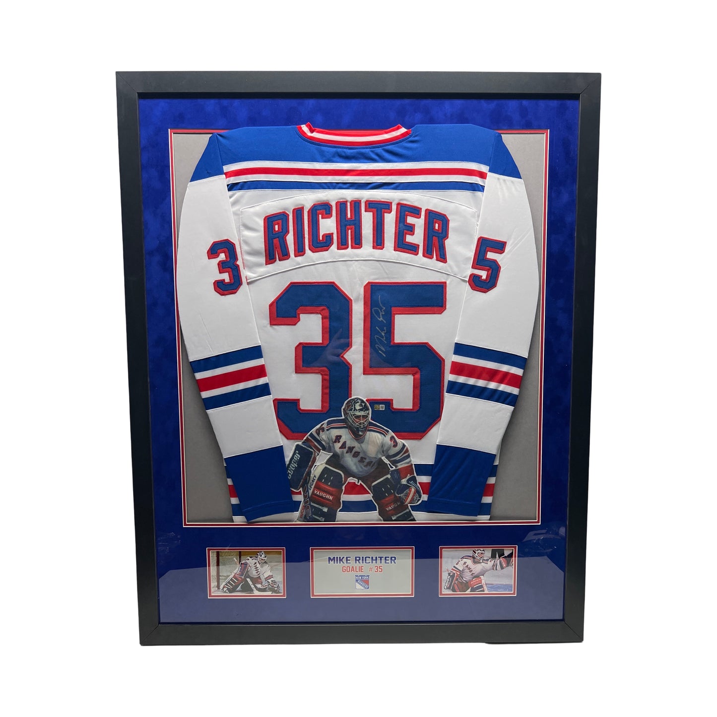 Mike Richter Autographed New York Rangers Framed White Art Jersey Steiner CX