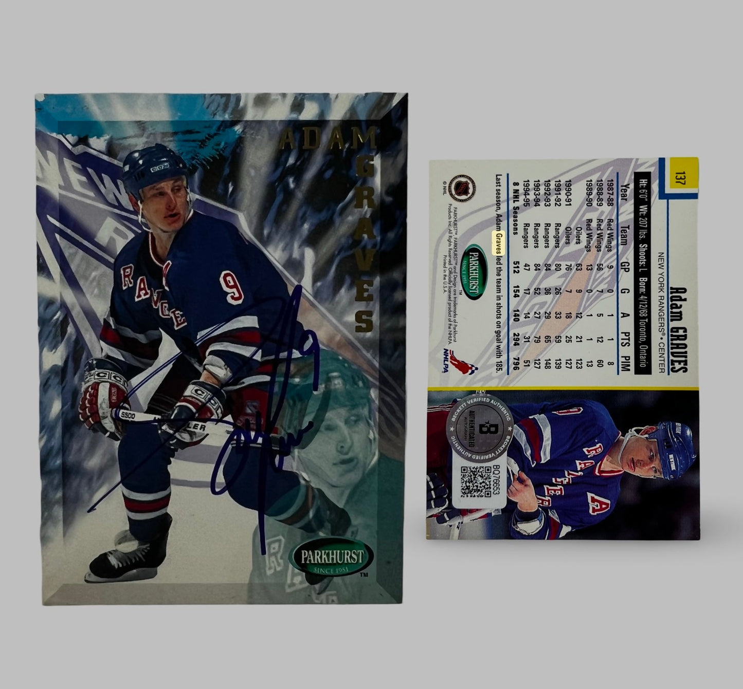 1995 Adam Graves Pankhurst #137 Auto Beckett