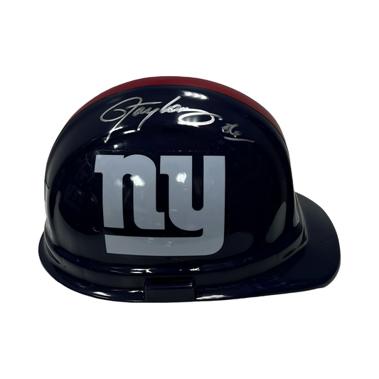 Lawrence Taylor Autographed New York Giants Dark Blue Construction Helmet Silver Ink Beckett