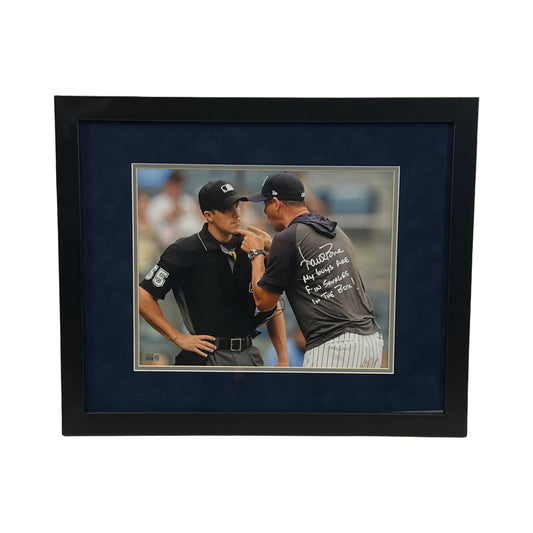 Aaron Boone Yelling at Umpire Framed 11x14 My Guys Are F'N Savages In the Box Inscription Steiner